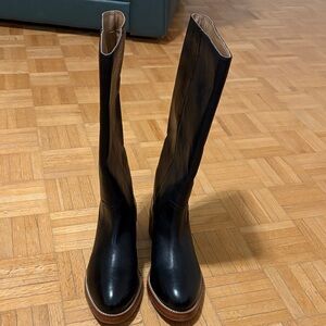 Frye Elegant Black Leather Knee-High Boots NWOT